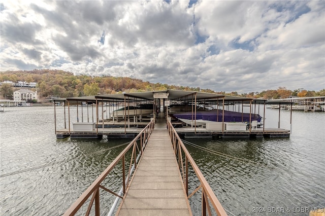 view of dock featuring a water view