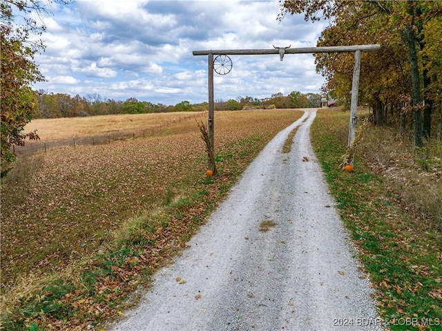 view of road featuring a rural view