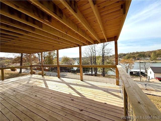 view of dock with a wooden deck