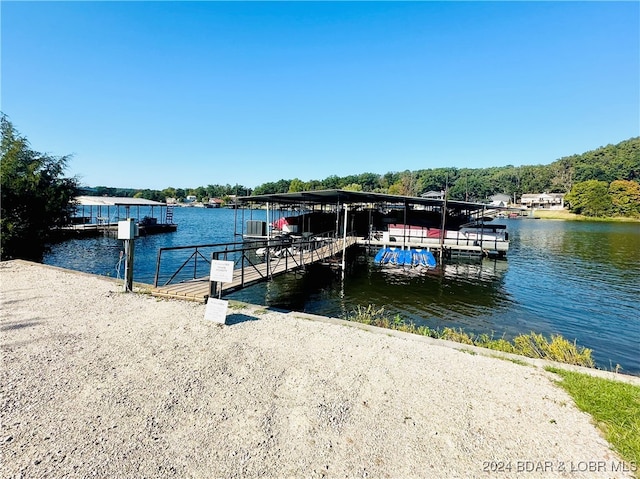 view of dock featuring a water view