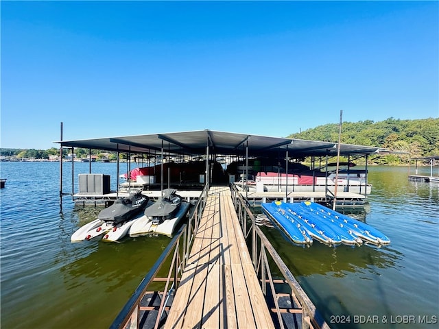 view of dock featuring a water view