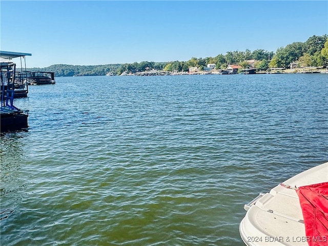 water view featuring a dock