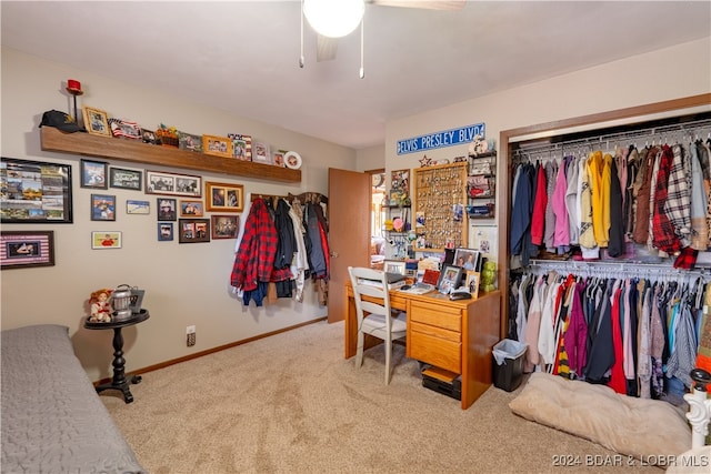 carpeted bedroom featuring a closet