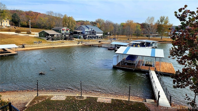 view of dock featuring a water view