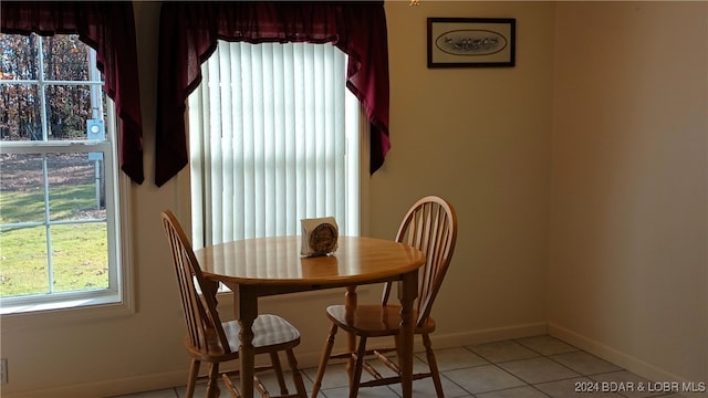 view of tiled dining space