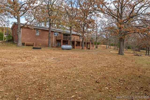 view of yard featuring a deck