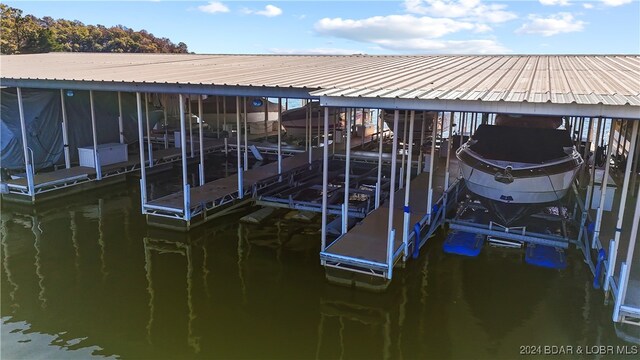 view of dock featuring a water view