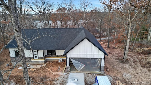 exterior space featuring a garage