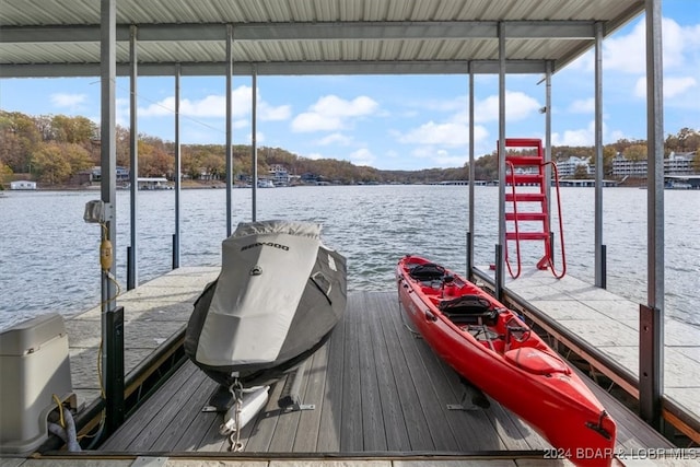 dock area featuring a water view