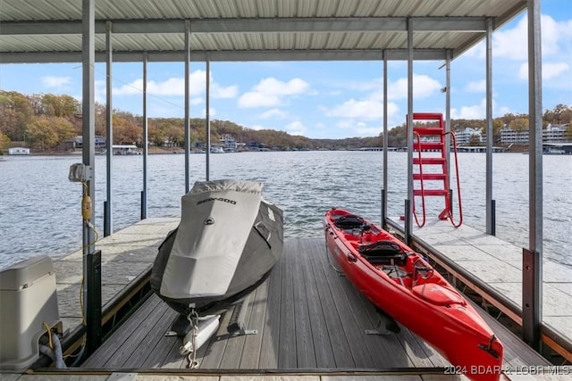 view of dock featuring a water view