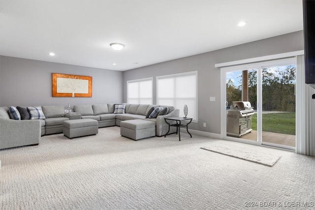 living room with carpet flooring