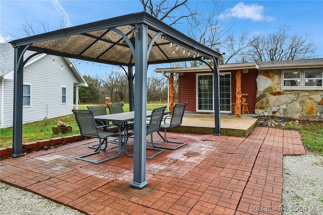 view of patio / terrace featuring a gazebo