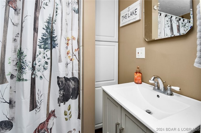 bathroom with walk in shower and sink