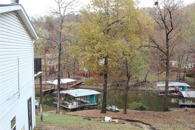 view of dock featuring a water view