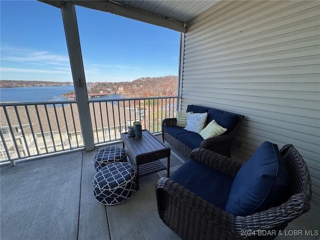 balcony with a water view