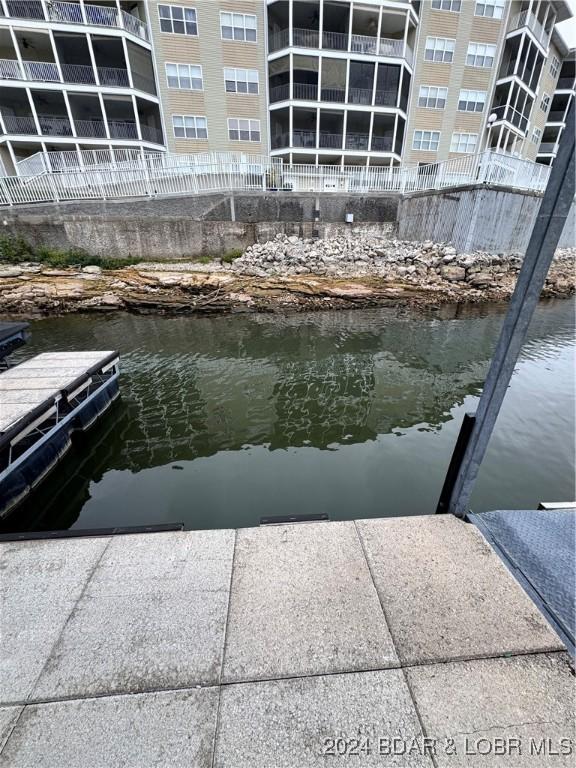 view of dock featuring a water view