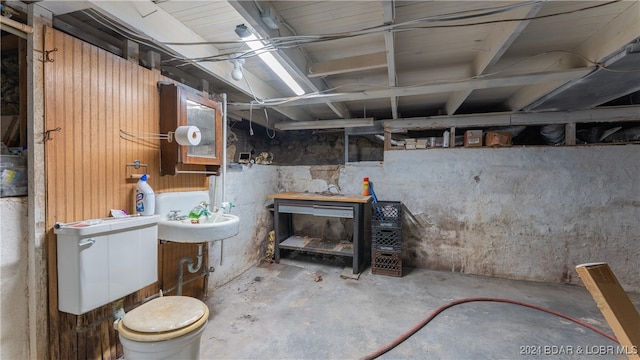 basement with sink