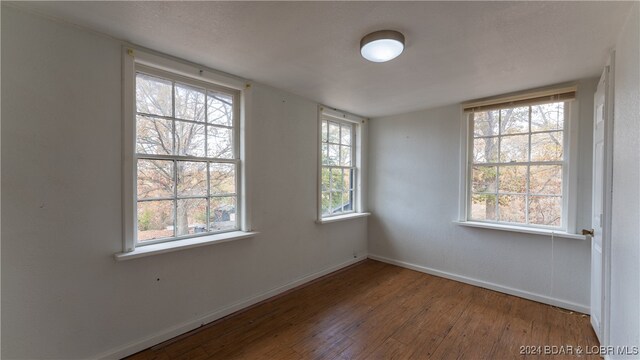 empty room with hardwood / wood-style flooring