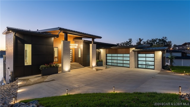 contemporary home with a garage