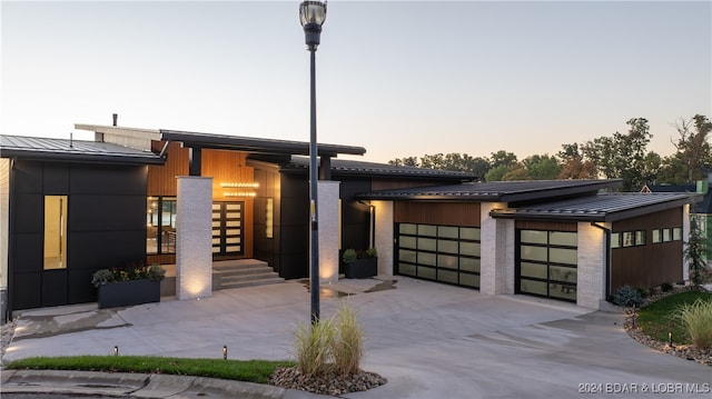 contemporary home featuring a garage