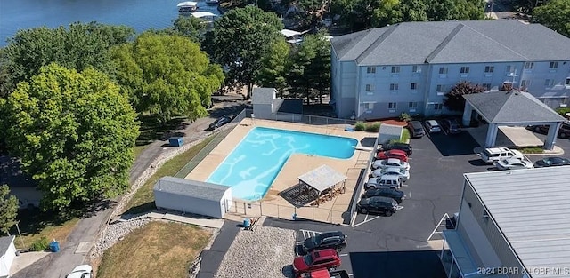 view of pool featuring a gazebo