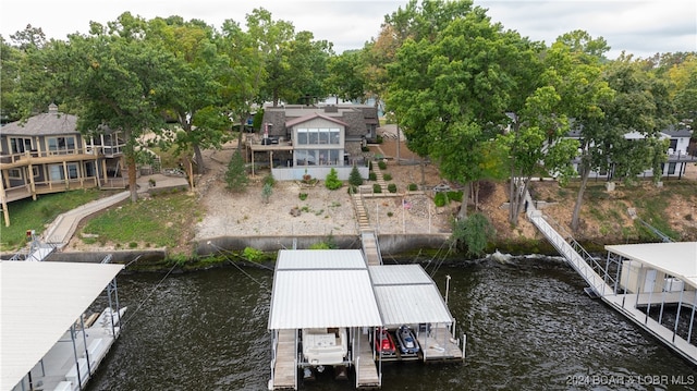 view of dock featuring a water view