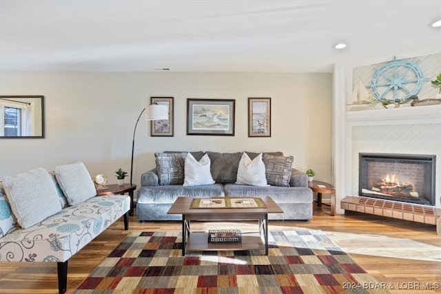 living room with hardwood / wood-style floors