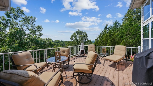 deck featuring area for grilling