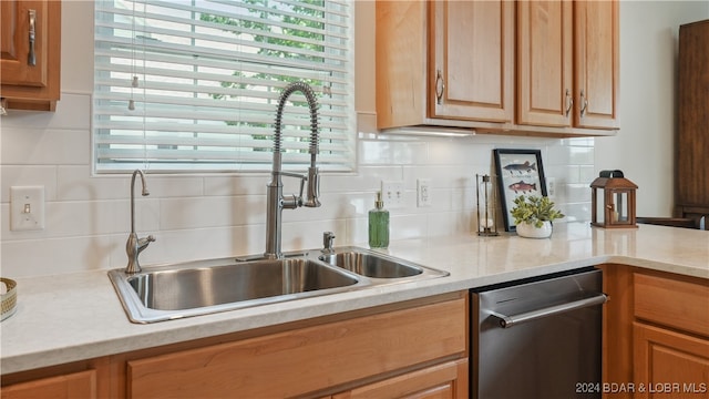 kitchen with sink, backsplash, and dishwasher