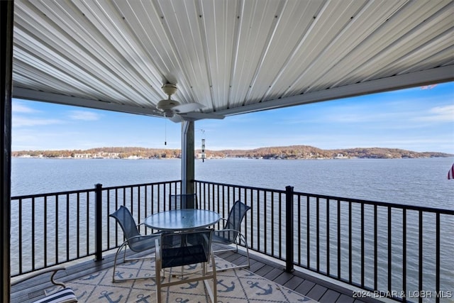 wooden deck with a water view