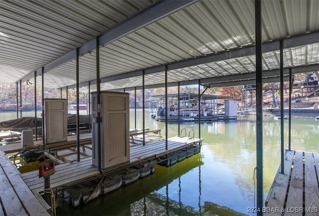 view of dock featuring a water view