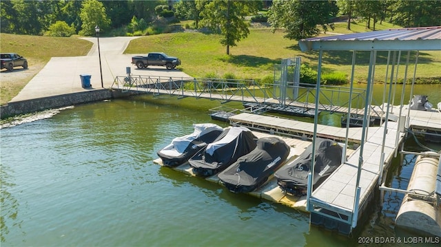 view of dock featuring a water view