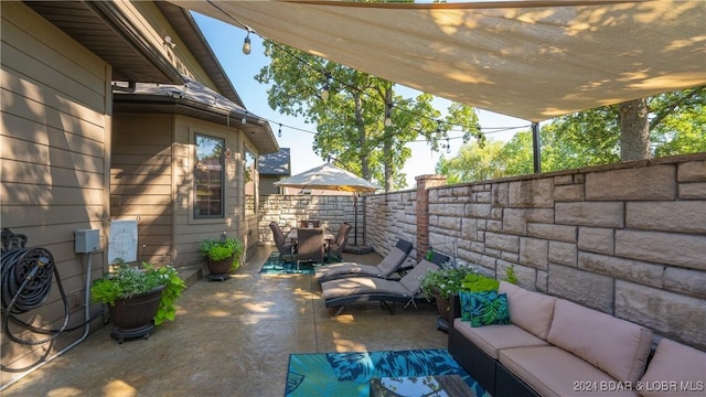 view of patio featuring an outdoor living space