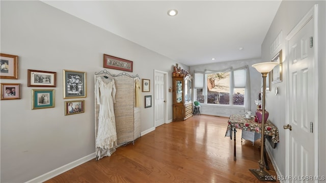 hallway with wood-type flooring