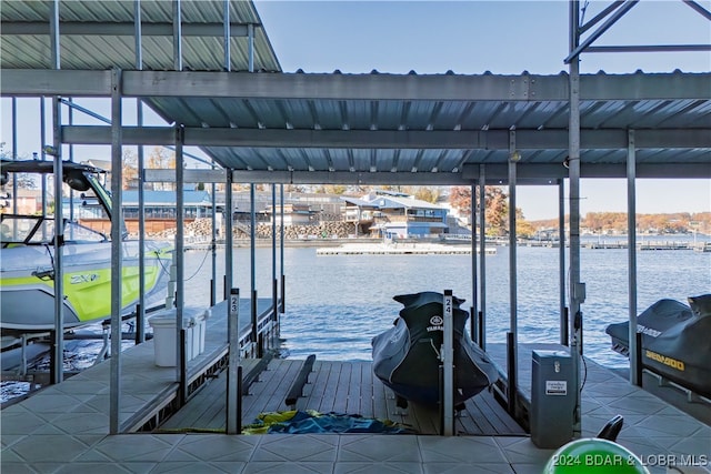 dock area featuring a water view