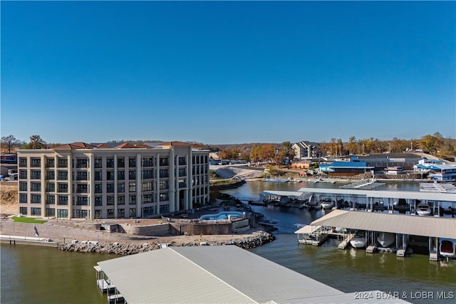 view of dock featuring a water view