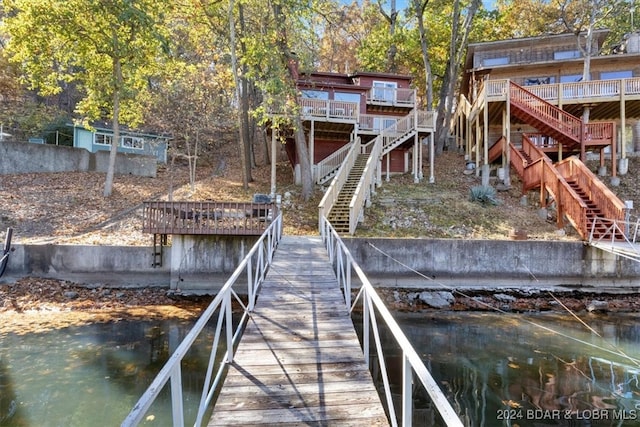 dock area featuring a water view