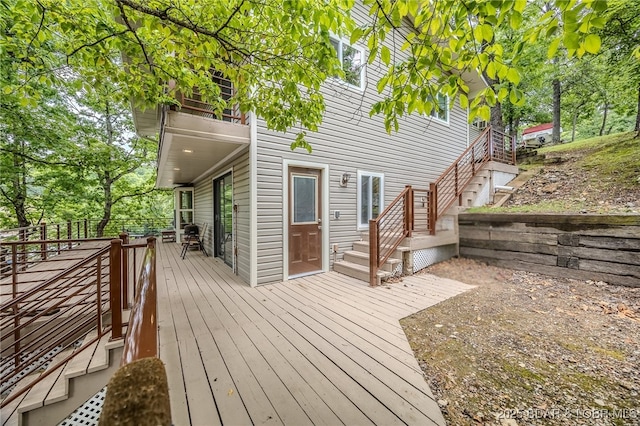 wooden deck with stairway