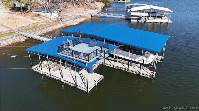 view of dock featuring a water view