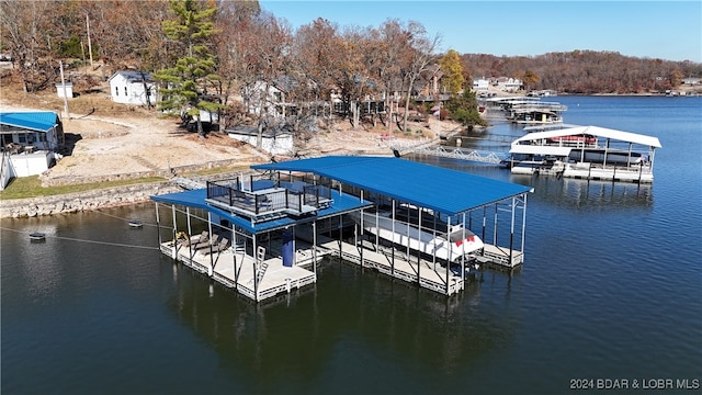 view of dock featuring a water view