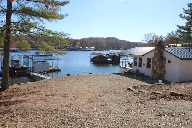 view of dock featuring a water view