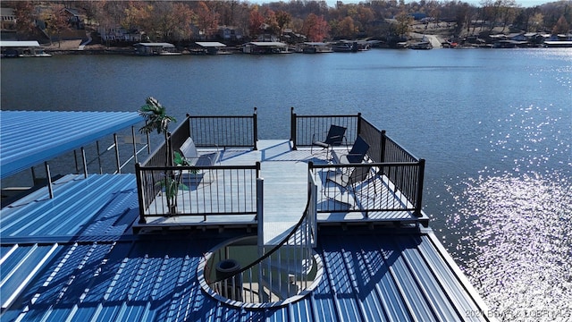 view of dock featuring a water view