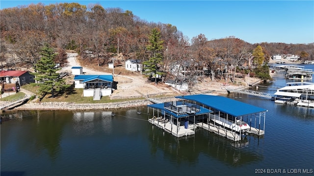 view of dock featuring a water view