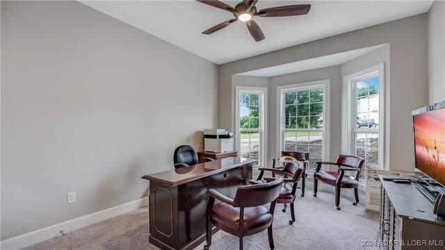 LOT1014 Enclaves Ln, Lake Ozark, MO 65049 - office with ceiling fan, baseboards, and light colored carpet