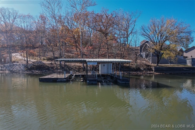 view of dock featuring a water view