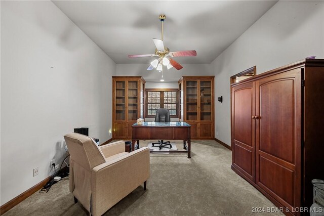 1026 Grandview Ln, Linn Creek, MO 65052 - carpeted office featuring a ceiling fan and baseboards