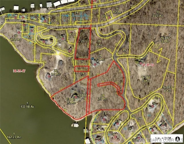 1026 Grandview Ln, Linn Creek, MO 65052 - aerial view of property's location with property parcel outlined