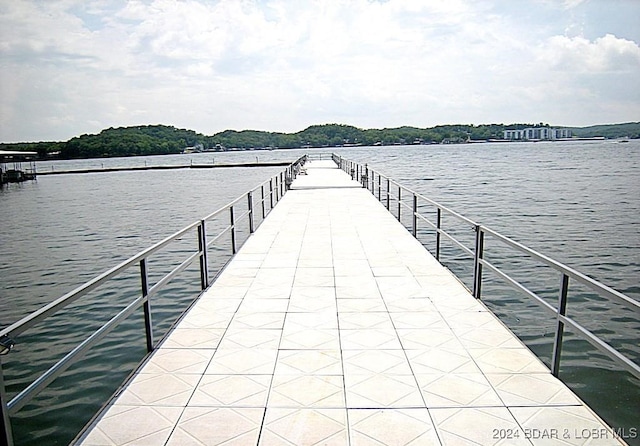 view of dock featuring a water view