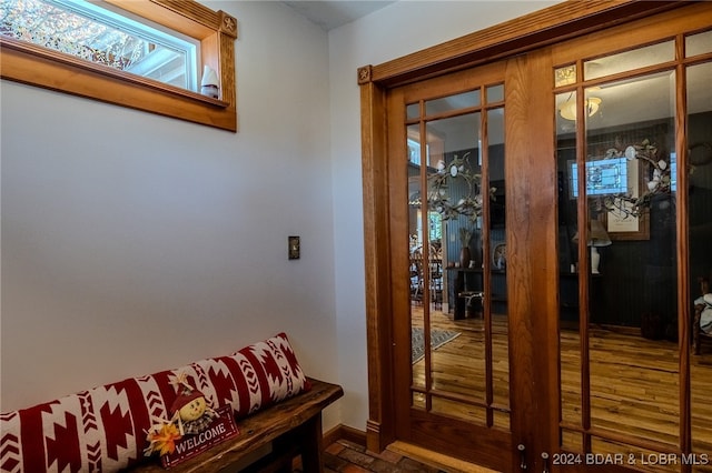 hall featuring dark hardwood / wood-style floors