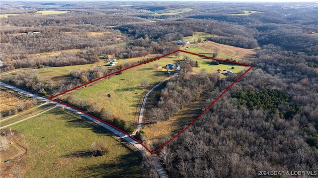 bird's eye view with a rural view